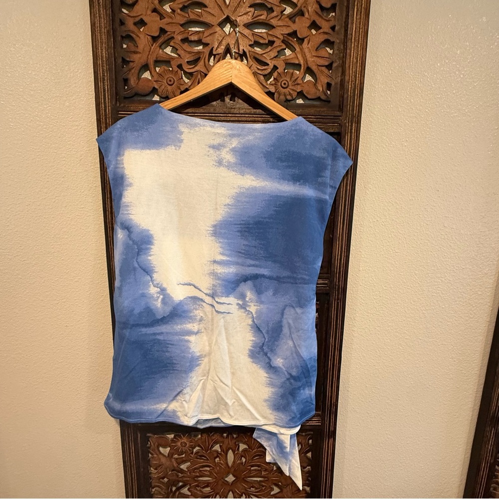 Alfani Blue & White Tie-Side Sleeveless Top - Picture 2 of 5